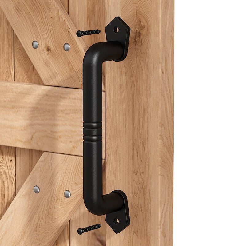 skysen Sliding Barn Door Handle Pull Black for Sliding Barn Door Gate 9'' Black(607) - Image 3
